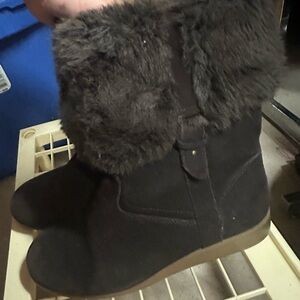Lands' End Women's Dark‎ Brown Faux Fur Boots